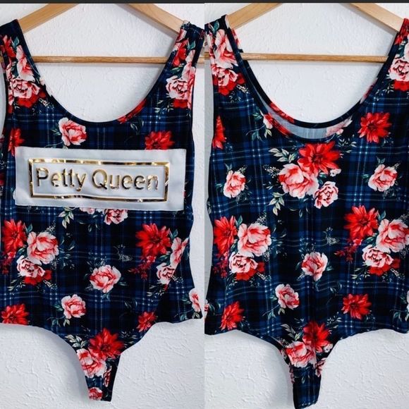 EUC Meli + Eve Petty Queen Bodysuit Blue Plaid - Picture 6 of 12